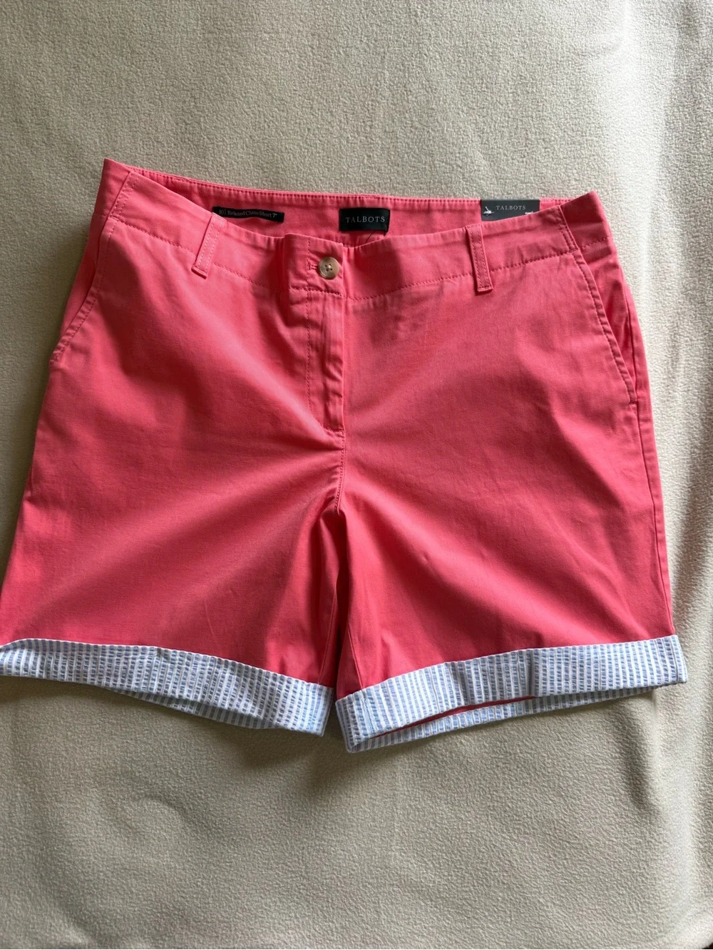 Talbots Coral Pink Chino Shorts - Bright Pink Tailored Style - Picture 2 of 6